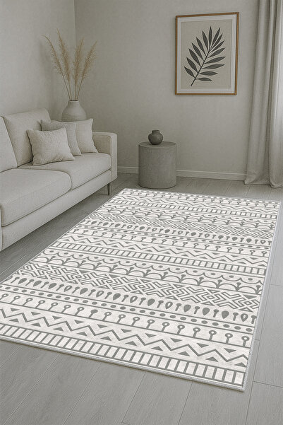 df home Salon Halısı Geometrik İskandinav Eskitmeli Dijital Baskı Yıkanabilir...