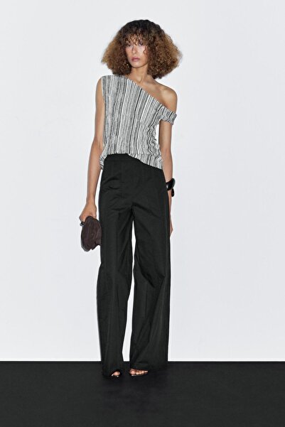 Massimo Dutti Dikiş detaylı geniş paça pantolon