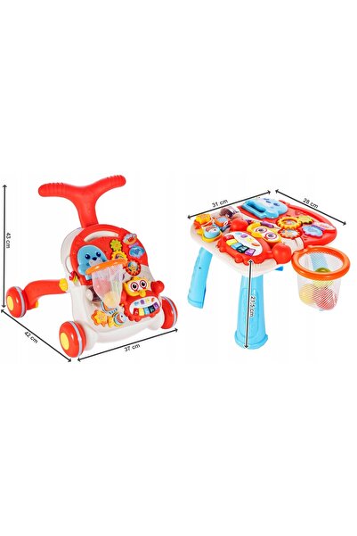 MalPlay Pre-walker, activity table, piano and basketball hoop, red