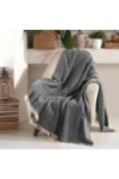 Viaden Pled subtire cu ciucuri, 170x210cm, Vizyon Antracit