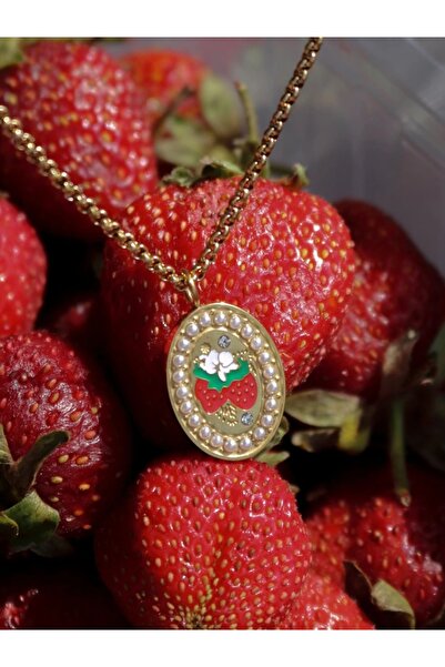 Reorah Collection Vintage Pearl Strawberry Çelik Kolye