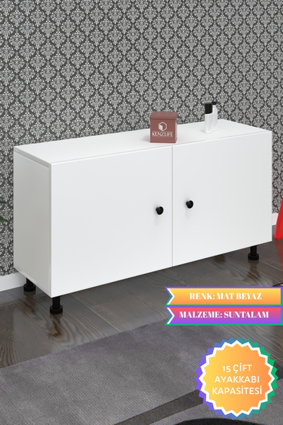 Kenzlife Ayakkabılık Merkub3 Byzbyz 53*100*32 Kapaklı 3 Raflı 15 Çift Ayakkabı Kapasitesi