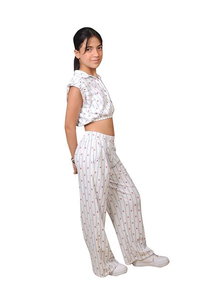 DEMOİSELLE Floral Printed Cotton Bottom - Top Girl's Suit