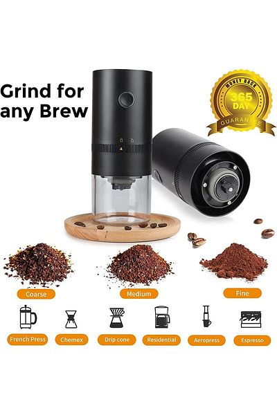 Lumely Electric Coffee Grinder,with Multiple Grinding Settings,4 Cups,for Espresso,USB-C Rechargeable