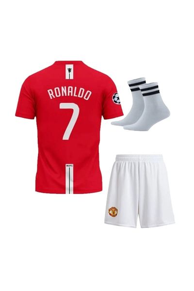 yenteks Ronaldo Manchester.United. Red 2008 Moscow Kids Jersey Team Socks Gift