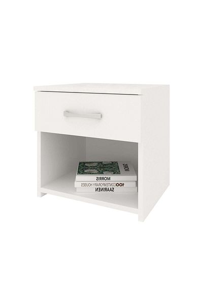 haaus.ro Set 2 Noptiere Remi, 1 Sertar, Alb, 40 x 35 x 40 cm