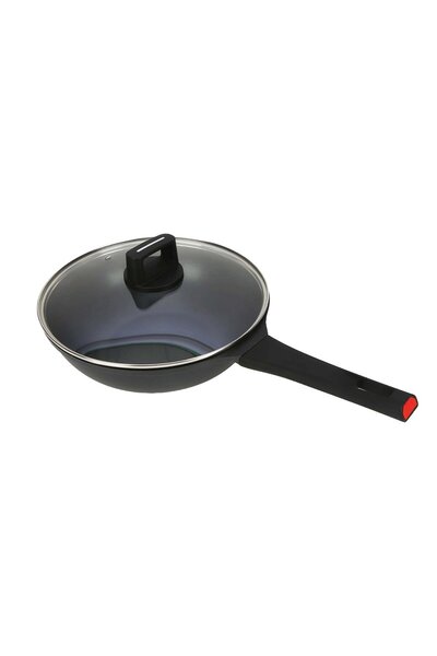 Chefline Die Cast Aluminium Wok Pan with Lid, 28 cm, KSCG28