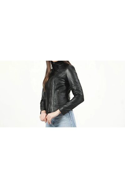 shop Genuine Real Leather Jacket 3 Zipper Collar Removable Casual Stylish Useful