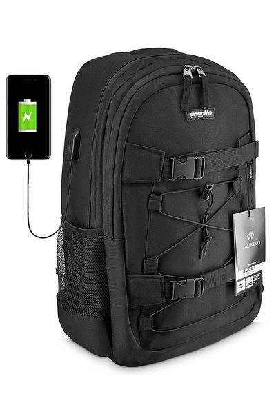 zagatto Skateboard backpack, black, school use, A4 compatible, lightweight and durable, ZG69