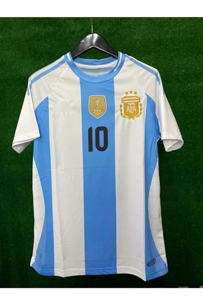 yenteks Tricou de fotbal pentru adulți pentru echipa națională Argentina 3 stele Lionel Messi