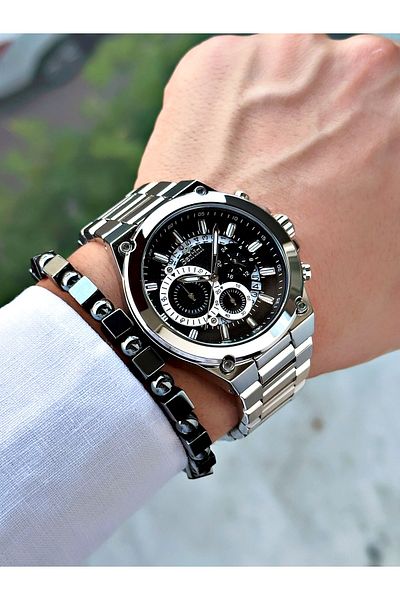 Bentini Men's Wrist Watch – Functional, Steel Band, Waterproof, 2-Year Warranty