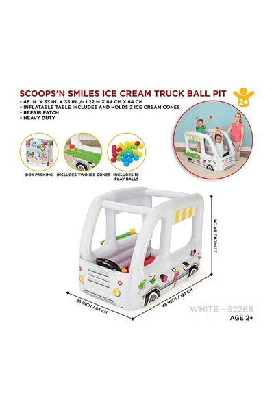 BESTWAY Scoops 'n Smiles Ice Cream Truck Ball Pit 122 x 84 x 84 cm 26-52268