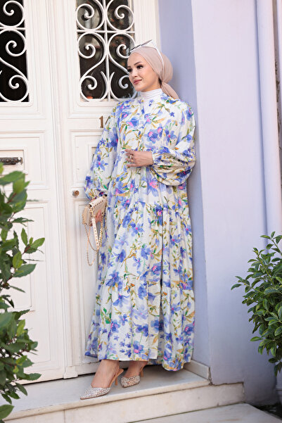 LOCCO Rochie de damă cu model orhidee violet