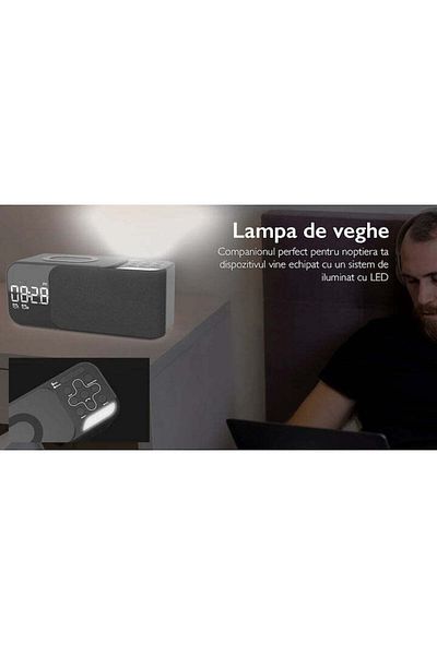 Techone Clock radio and 15W wireless phone charger TechONE Night Buddy Pro