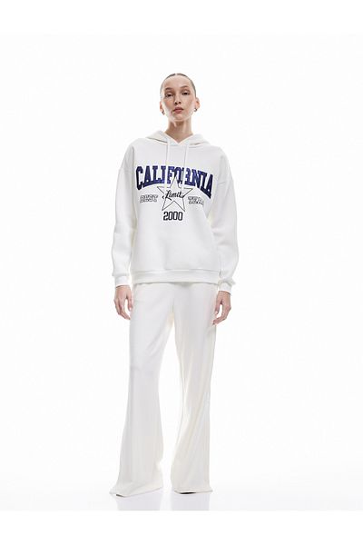 Koton Three Thread Raised College Embroidery Detailed Hooded Oversize Sweatshirt