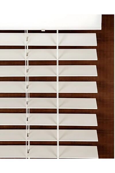 DekoStor Krem TRW Serisi (TRW 105) Ahşap Görünümlü Jaluzi Perde 50 Mm (EN X B...