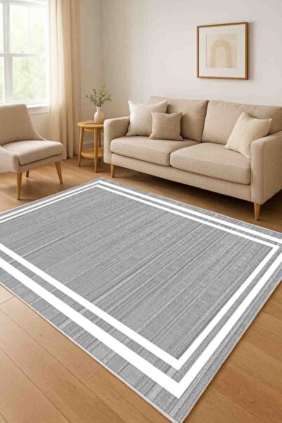 df home Salon Halısı Geometrik İskandinav Eskitmeli Dijital Baskı Yıkanabilir...