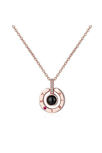 MBrands pendant necklace that projects the word "I Love You" in 100 languages
