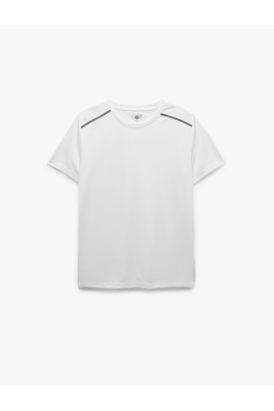 Koton Kısa Kollu Regular Fit Çizgi Detaylı Bisiklet Yaka Spor Tişört