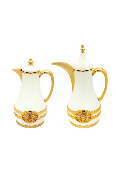 BASURRAH Luxury Thermos Set for Tea, White, 2 Pieces, Size 1 - 1 Liter