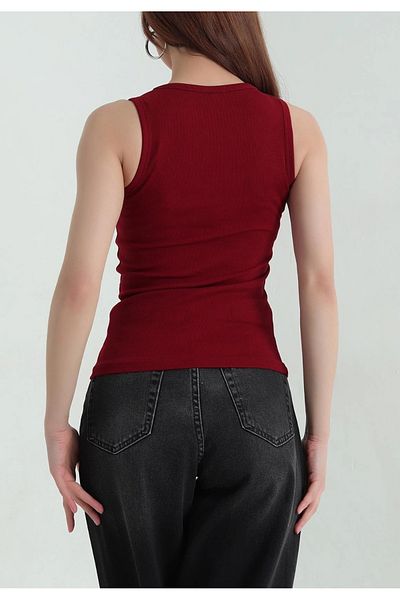 glanour Women's Black Sleeveless Contrast Color Blouse