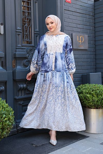 LOCCO Rochie de damă cu model din dantelă albastră
