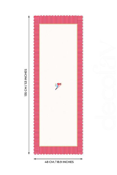 decofav Decorative Edge Bird Design Digital Printed Seamless Laser Cut Runner - 48X132Cm