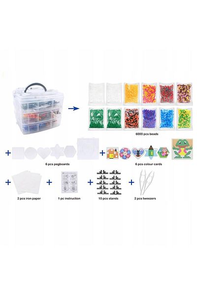 OEM Set of 6000 iron-on beads, Templates, 6+ years, Multicolor