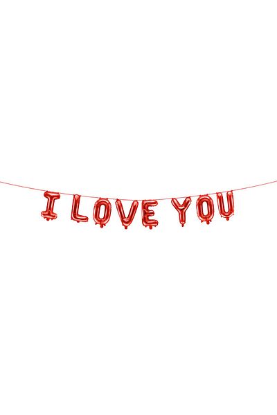 ideal STORE I Love You idealSTORE Foil Balloons, Dimensions 260 x 40 cm, Includes Straw for Inflation, Ribbon