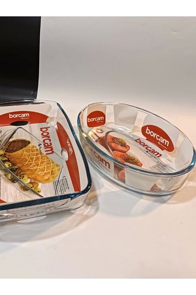 Paşabahçe Borcam Medium Size Medium Size Oven Mold Set of 2 Oven Tray (59084+59384)