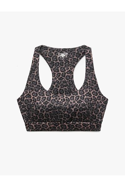 Koton Sleeveless U Neck Leopard Print Sports Bra