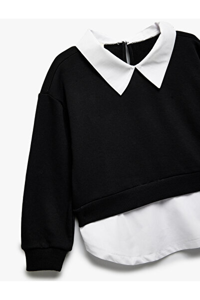 Koton Gömlek Yaka Detaylı Uzun Kollu Okul Sweatshirt