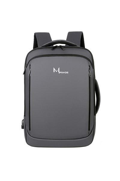 MBrands 1901 Backpack, USB port, 15.6 laptop pocket, water resistant Gray