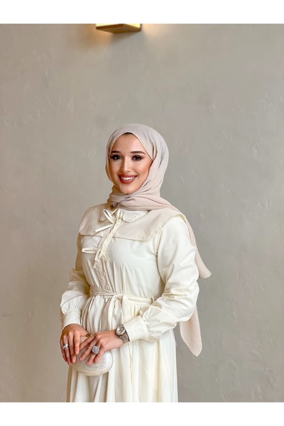 dezer PAMUKLU POPLİN KUMAŞ FİYONKLU ELBİSE