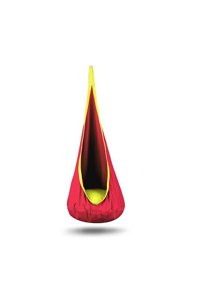 ideal STORE Hanging Cocoon Hammock for Yard or Garden, Capacity 80 kg, Height 140cm, Red/Yellow