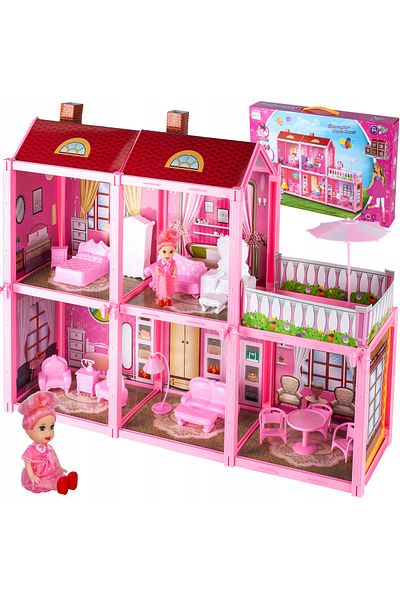 ideal STORE Casuta de Papusi cu Mobilier Dream House idealSTORE, Dimensiuni 46 x 60 x 17 cm, Include 5 camere, T