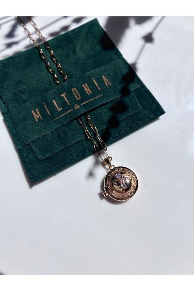 Miltonia قلادة فولاذية عتيقة مع غطاء
