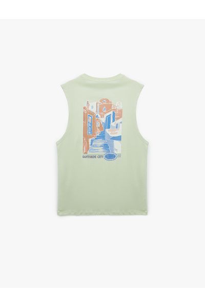 Koton Crew Neck Cotton Sleeveless Back Printed Undershirt