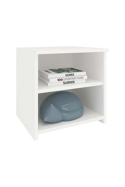 haaus.ro Set 2 Noptiere Alma, O Polita, Alb, 40 x 33 x 40 cm