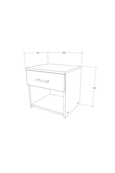 haaus.ro Noptiera Leco, 1 Sertar, Alb/Bleu, 40 x 35 x 40 cm