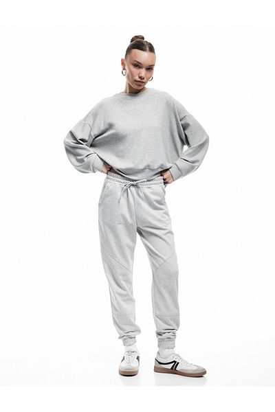 Koton Comfortable Fit Jogger Sweatpants with Raised Stitching Detail, Laced Waist and Pockets