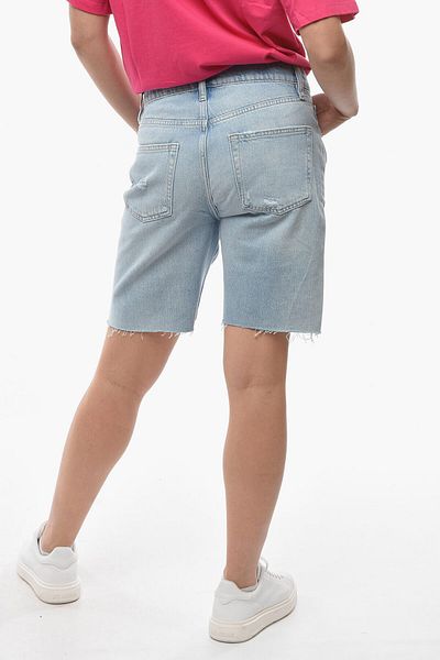 Frame Pantaloni scurți din denim cu croială lejeră, stil uzat