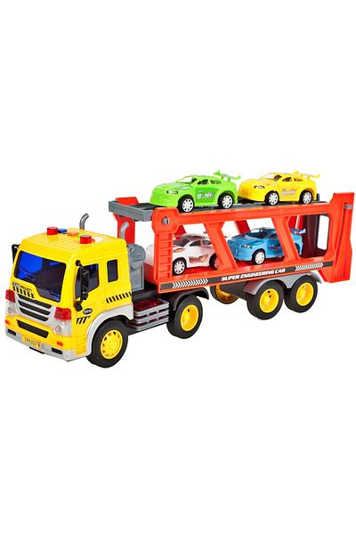 MalPlay Truck with platform and 4 cars included, with sounds and lights, 37 cm, MalPlay