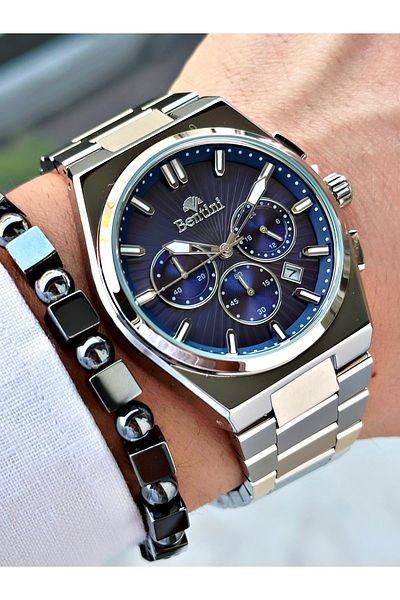 Bentini Men's Wrist Watch – Functional, Steel Band, Waterproof, 2-Year Warranty