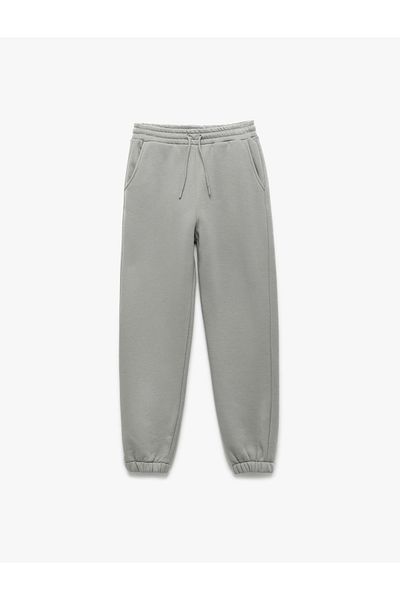 Koton Comfortable Fit Jogger Sweatpants with Raised Pockets and Lace-Up Waist