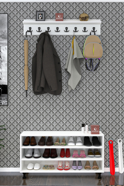 Kenzlife Ayakkabılık Merkub3 Byzbyz 53*100*32 Kapaklı 3 Raflı 15 Çift Ayakkabı Kapasitesi