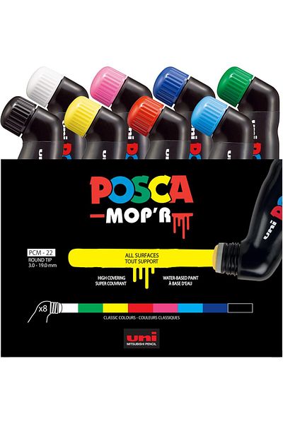 Uni Posca Mop'R Pcm-22 3.0-19.0mm Water Based Mop Marker 8Pcs