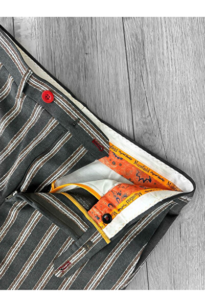 dehaine Men's casual pants, striped, slim fit, gray, B1547