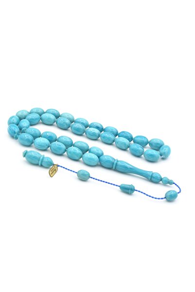 Murty99 Ibrahim Uysal Signed Beyzi Large Size Turquoise Crimping Amber Prayer Beads