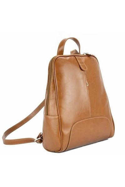Magazinul de genti Women's backpack made of fine natural leather, model 250, Tobacco brown